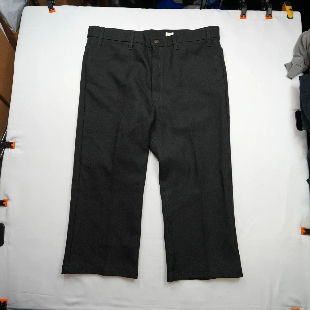 Vintage Levi's Sta-Prest Pants Mens 39X22 Black Polyester 90s VTG Black gold tab